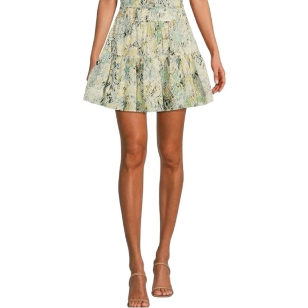 Elan Cluffs Watercolor Print Mini Skirt M